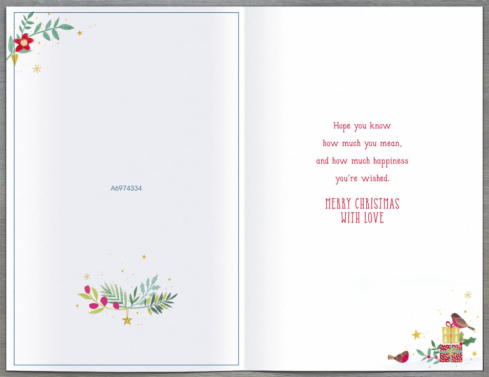 Blue Door with Wreath Grandmother & Grandfather Christmas Card