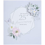Light Floral Design 25th Anniversary Card