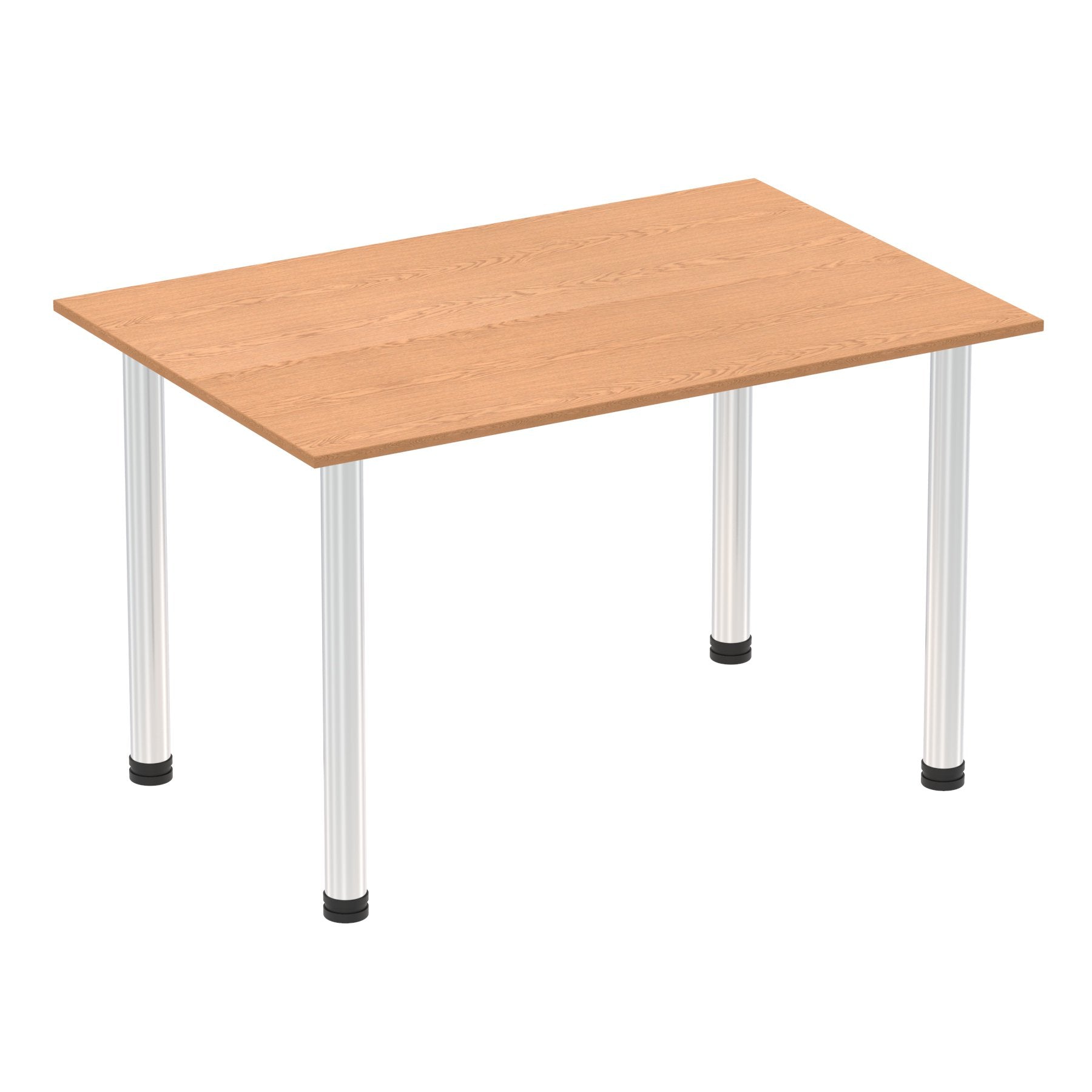Impulse 1200mm Straight Table Oak Top Chrome Post Leg I003585 DD
