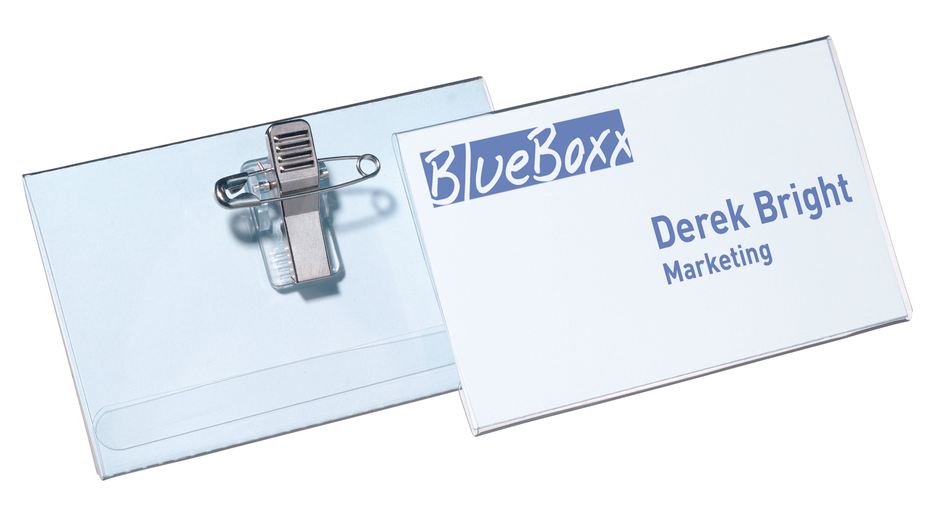 Durable Name Badge 54x90mm with Combi Clip Includes Blank Insert Cards Transparent (Pack 50) - 814519