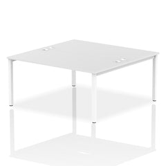 Impulse Back-to-Back 2 Person Bench Desk W1600 x D1600 x H730mm With Cable Ports White Finish White Frame - IB00135 DD