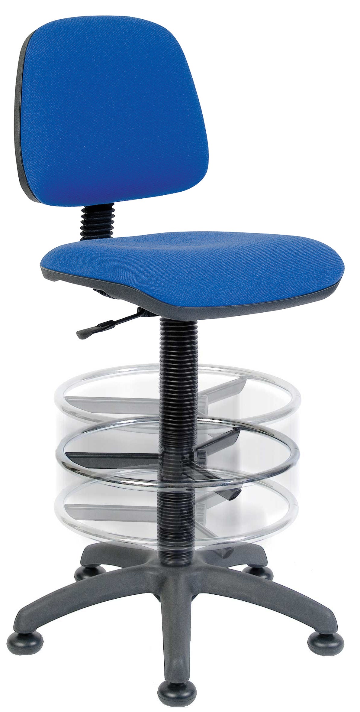 Ergo Blaster Deluxe Draughter Medium Back Fabric Operator Office Chair without Arms Blue - 11001164BL DD