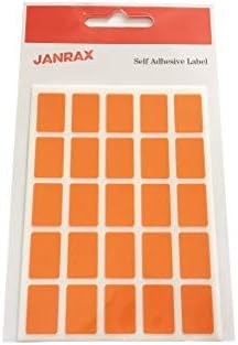 Orange Janrax adhesive labels measuring 12 x 18 mm arranged in a sheet for organizational or labeling purposes.