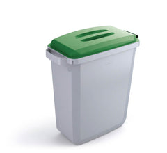 Durable DURABIN Plastic Waste Recycling Bin 60 Litre Rectangular Grey with Green Lid - VEH2012028 DD