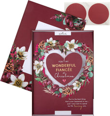 Hallmark Boxed Christmas Card for Fianc�e - Traditional Heart and Wreath Design