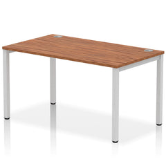Impulse Single Row Bench Desk W1400 x D800 x H730mm Walnut Finish Silver Frame - IB00260 DD