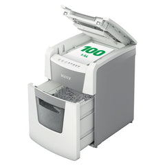 Leitz IQ AutoFeed Small Office 100 Cross Cut Shredder 34 Litre 100 Sheet Automatic/8 Sheet White 80111000 DD