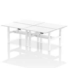 Dynamic Air Back-to-Back W1200 x D800mm Height Adjustable Sit Stand 4 Person Bench Desk With Cable Ports White Finish White Frame - HA01774 DD