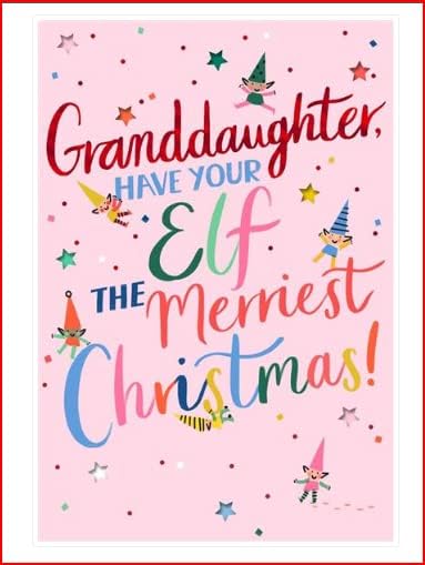 Christmas Greeting Card for Granddaughter with Festive Seasonal Design and Loving Wishes