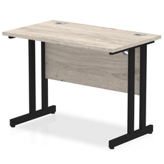 Impulse 1000 x 600mm Straight Desk Grey Oak Top Black Cantilever Leg I004304 DD
