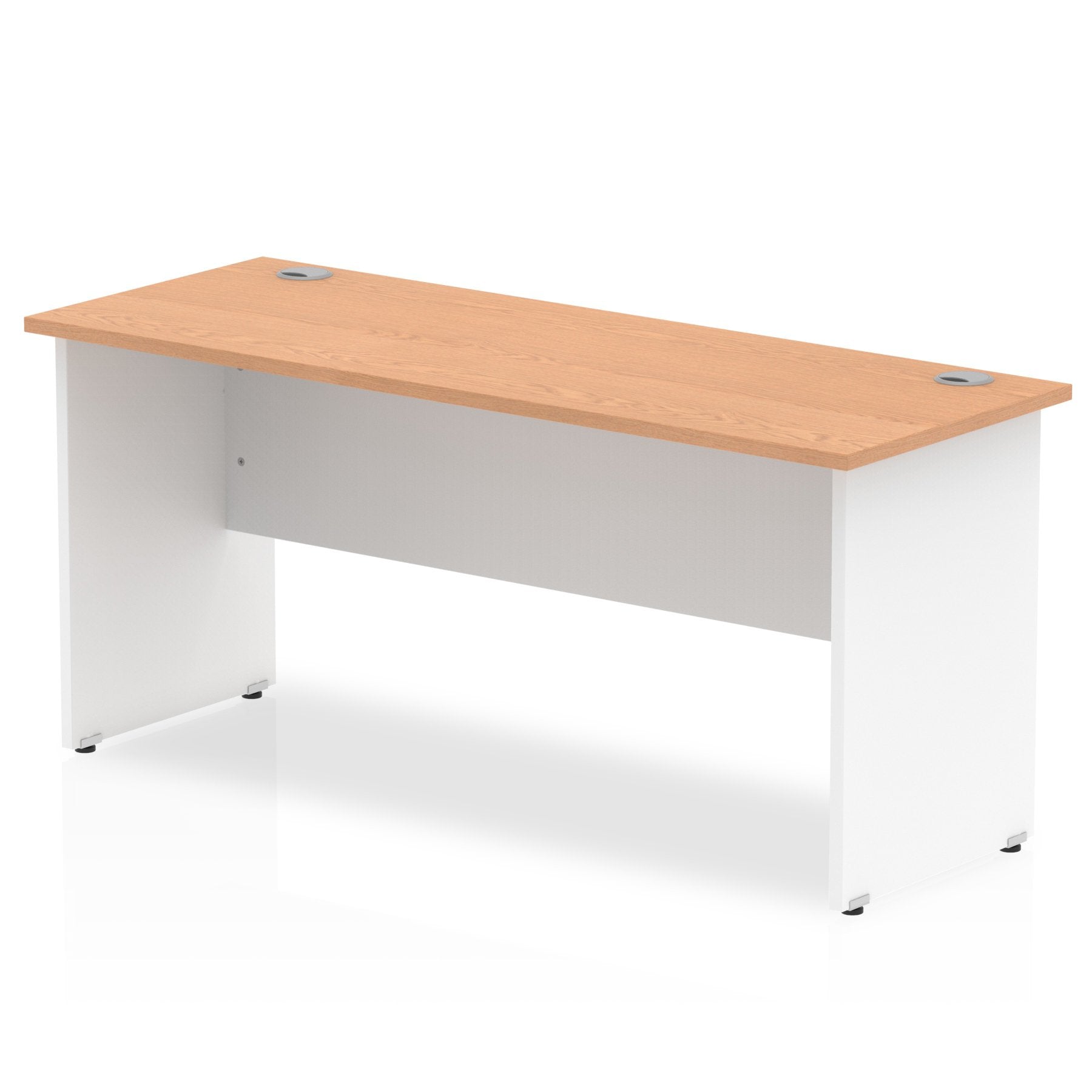 Impulse Straight Office Desk W1600 x D600 x H730mm Panel End Leg Oak Finish White Frame - TT000101 DD