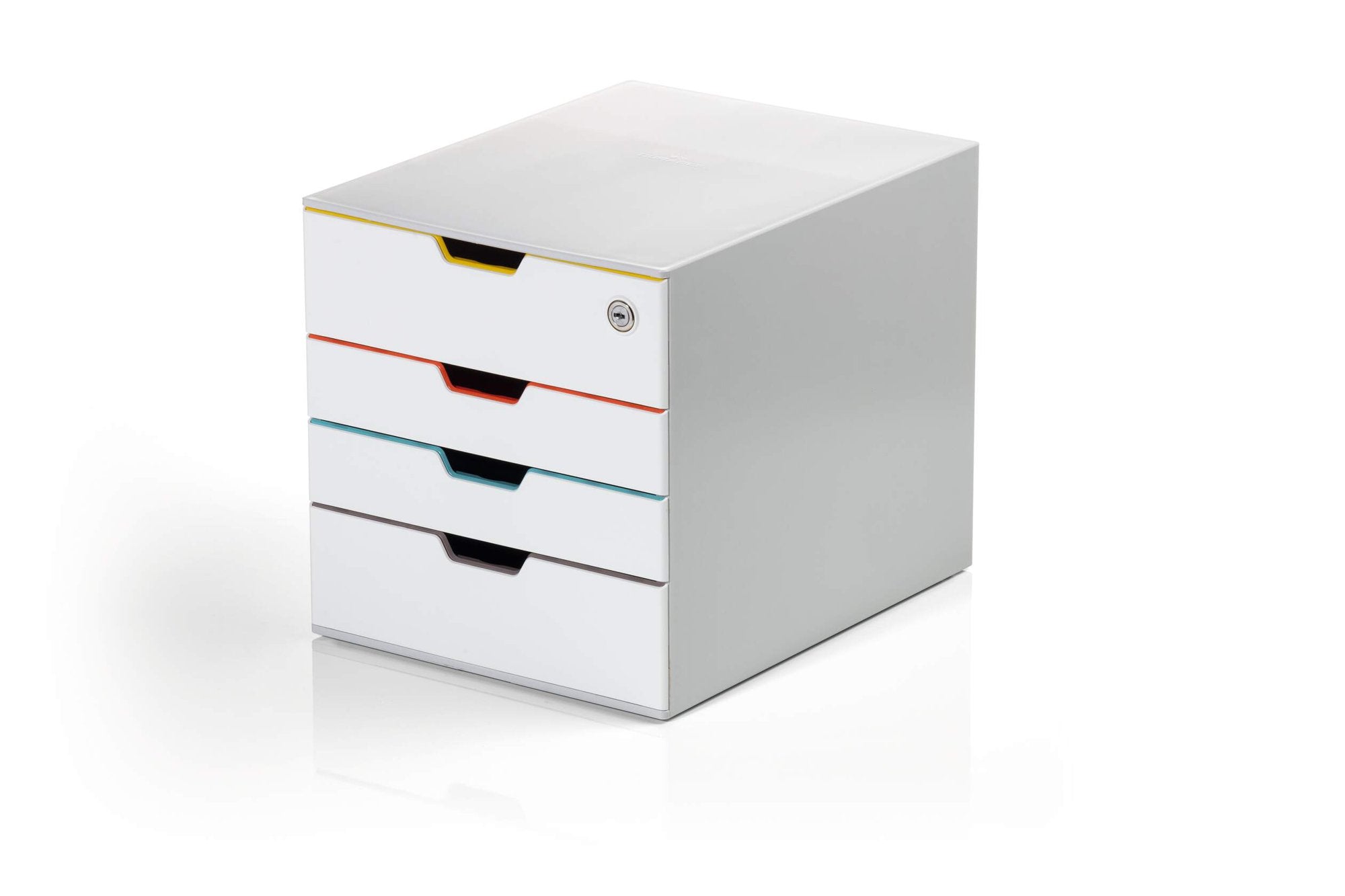 Durable VARICOLOR MIX 4 SAFE Lockable Drawer Unit  Desktop Drawer Set with 4 Colour Coded Drawers and Label Inserts - 762627