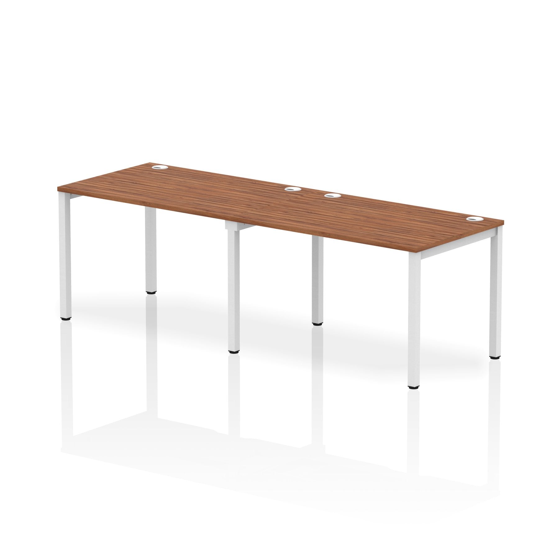 Impulse Single Row 2 Person Bench Desk W1200 x D800 x H730mm Walnut Finish White Frame - IB00290 DD