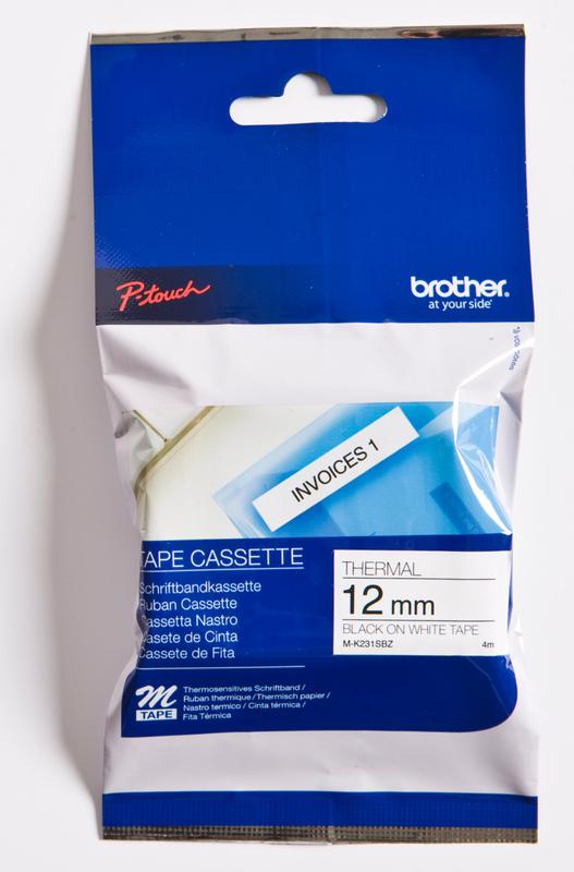 Brother Black On White PTouch Ribbon 12mm x 4m - MK231SBZ