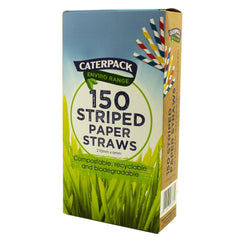 Caterpack Enviro Paper Straws Striped (Pack 150) - 30167