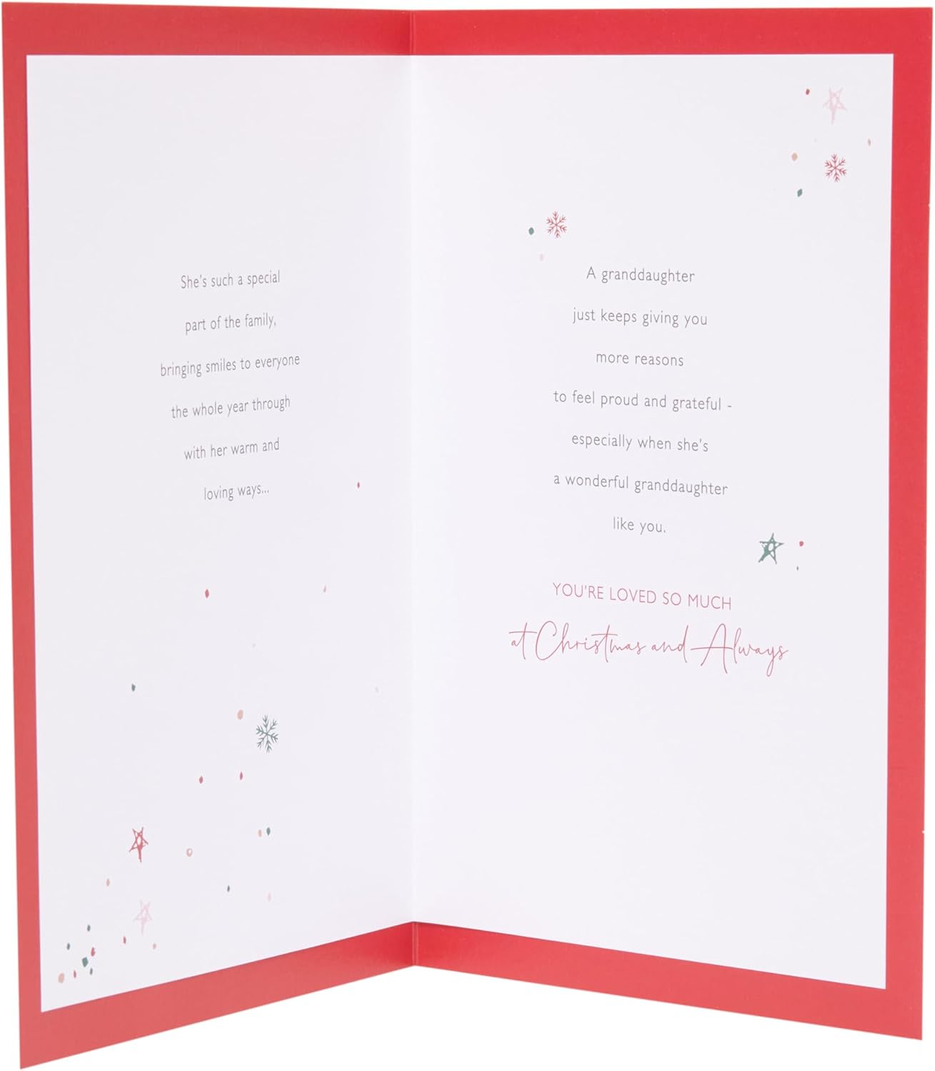 UK Greetings Christmas Card for Granddaughter - Special Design