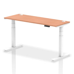 Dynamic Air 1600 x 600mm Height Adjustable Desk Beech Top Cable Ports White Leg HA01143 DD
