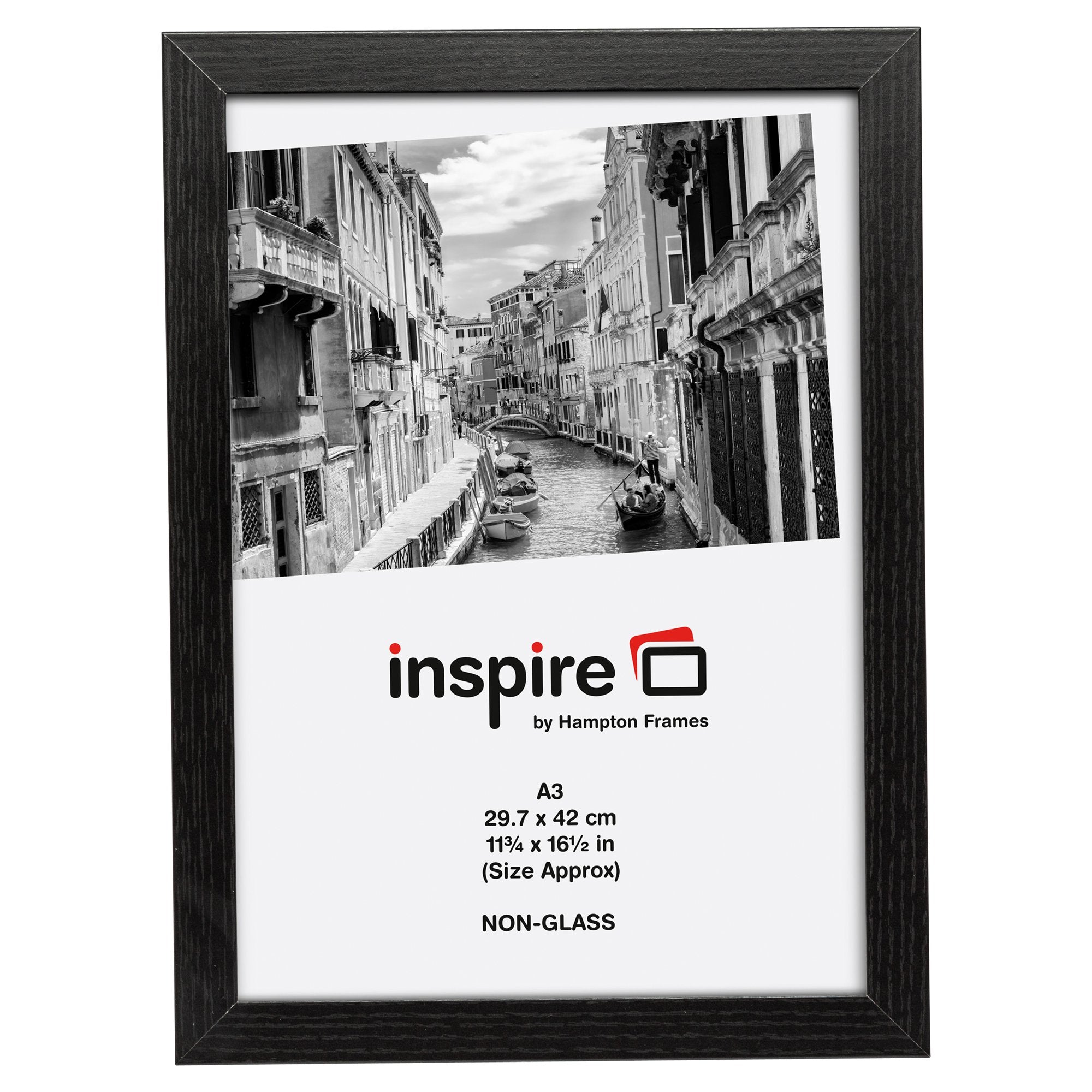 Hampton Frames Kent 20mm A4 Wood Frame Non Glass Black KENTA4NG