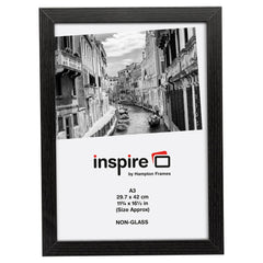 Hampton Frames Kent 20mm A4 Wood Frame Non Glass Black KENTA4NG