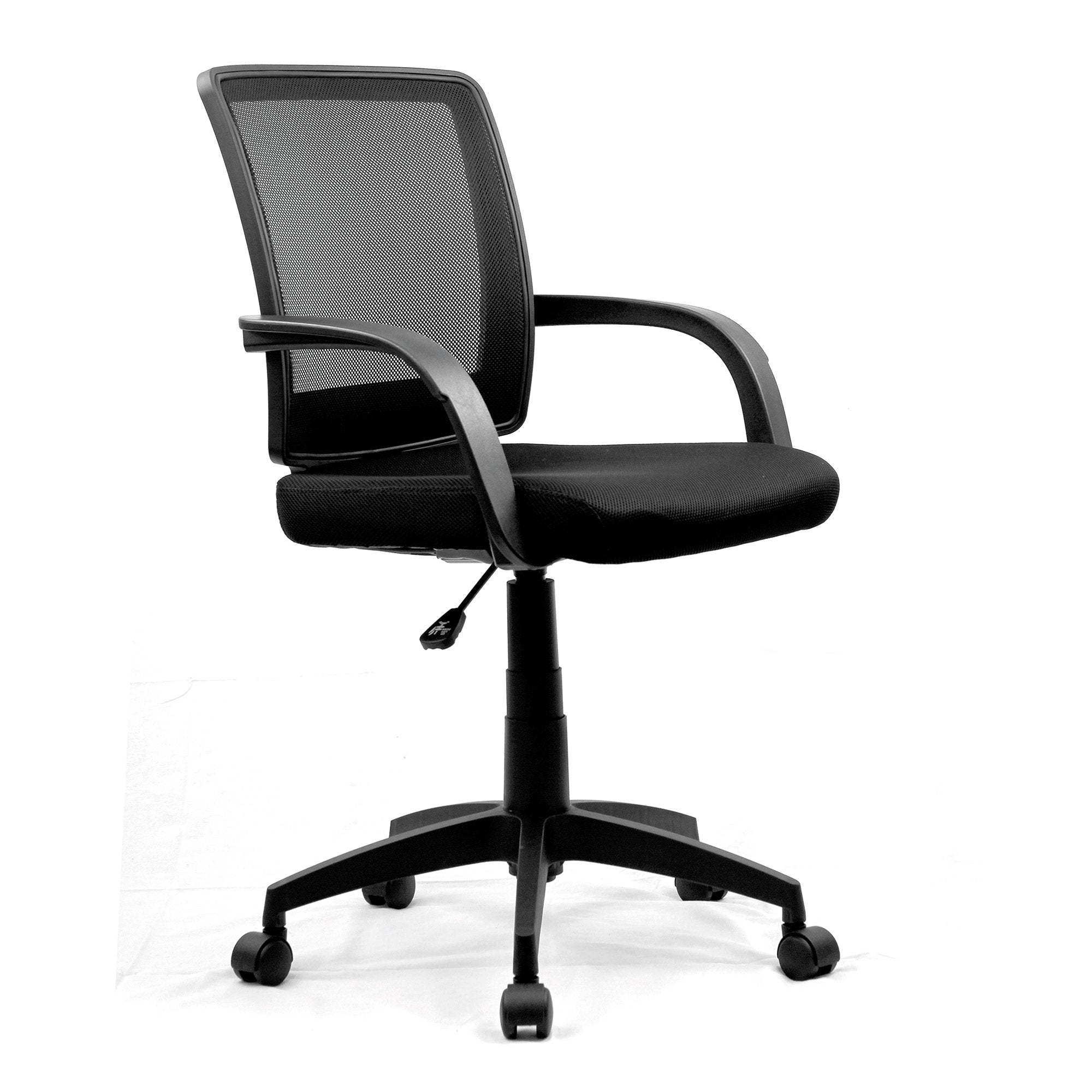 Nautilus Designs Beta Medium Back Mesh Task Office Chair With Contoured Back & Upholstered Black Fabric Seat and Fixed Arms Black - BCM/F600/BK DD