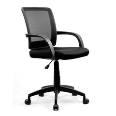 Nautilus Designs Beta Medium Back Mesh Task Office Chair With Contoured Back & Upholstered Black Fabric Seat and Fixed Arms Black - BCM/F600/BK DD