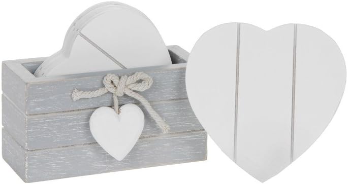 Joe Davies Provence Grey coaster set with six decorative ceramic coasters featuring elegant patterns on a wooden surface.