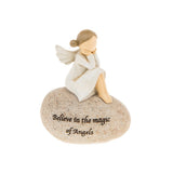 Joe Davies Angel Stones guardian angel keepsake pocket stone with engraved angel design, small and smooth for carrying or gifting.