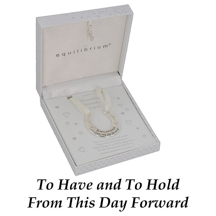 Joe Davies Equilibrium Wedding Horseshoe Keepsake with intricate design, crafted as a meaningful wedding keepsake ornament.