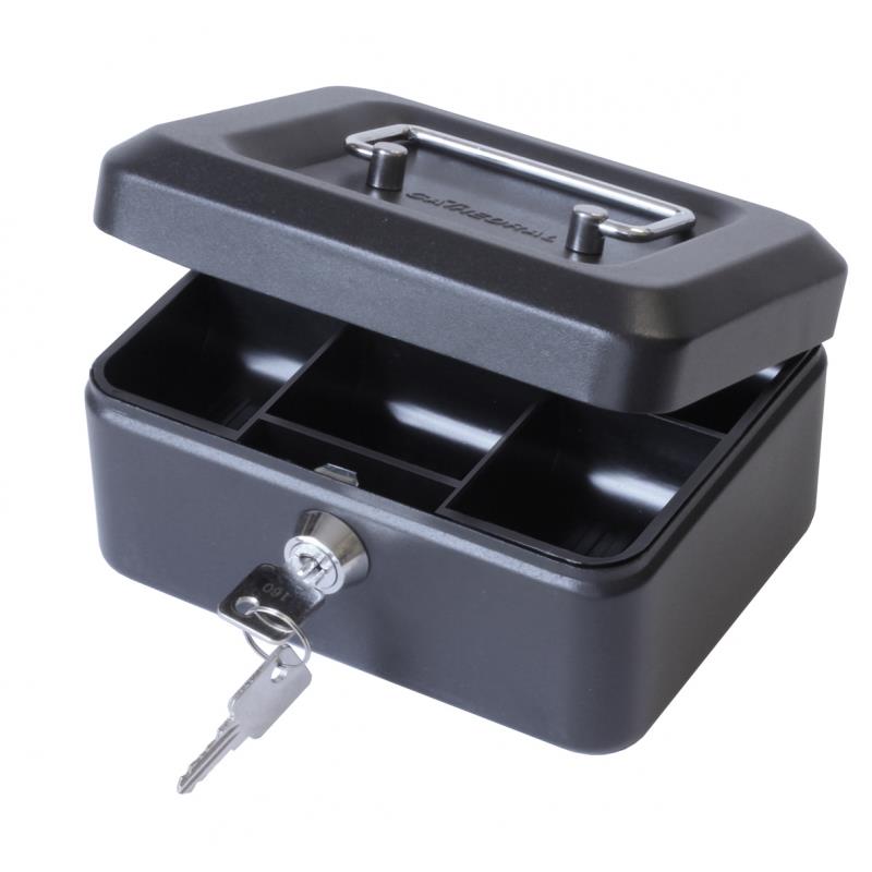 ValueX Metal Cash Box 200mm (8 Inch) Key Lock Black - CBBK8