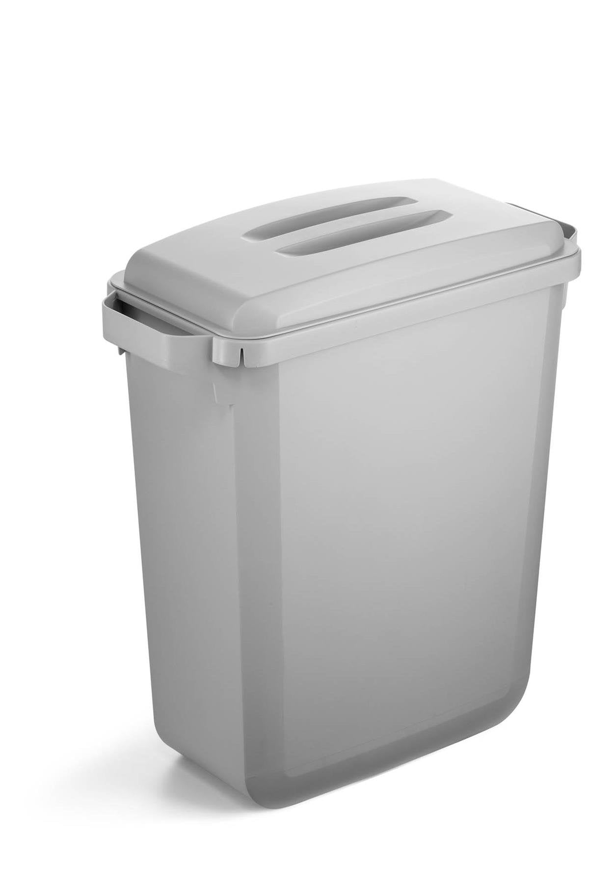 Durable DURABIN Plastic Waste Recycling Bin 60 Litre Rectangular Grey with Grey Lid - VEH2023019 DD