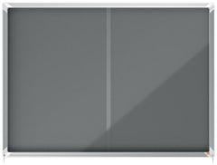 Nobo Premium Plus Grey Felt Lockable Noticeboard Display Case 18 x A4 1355x970mm 1915338