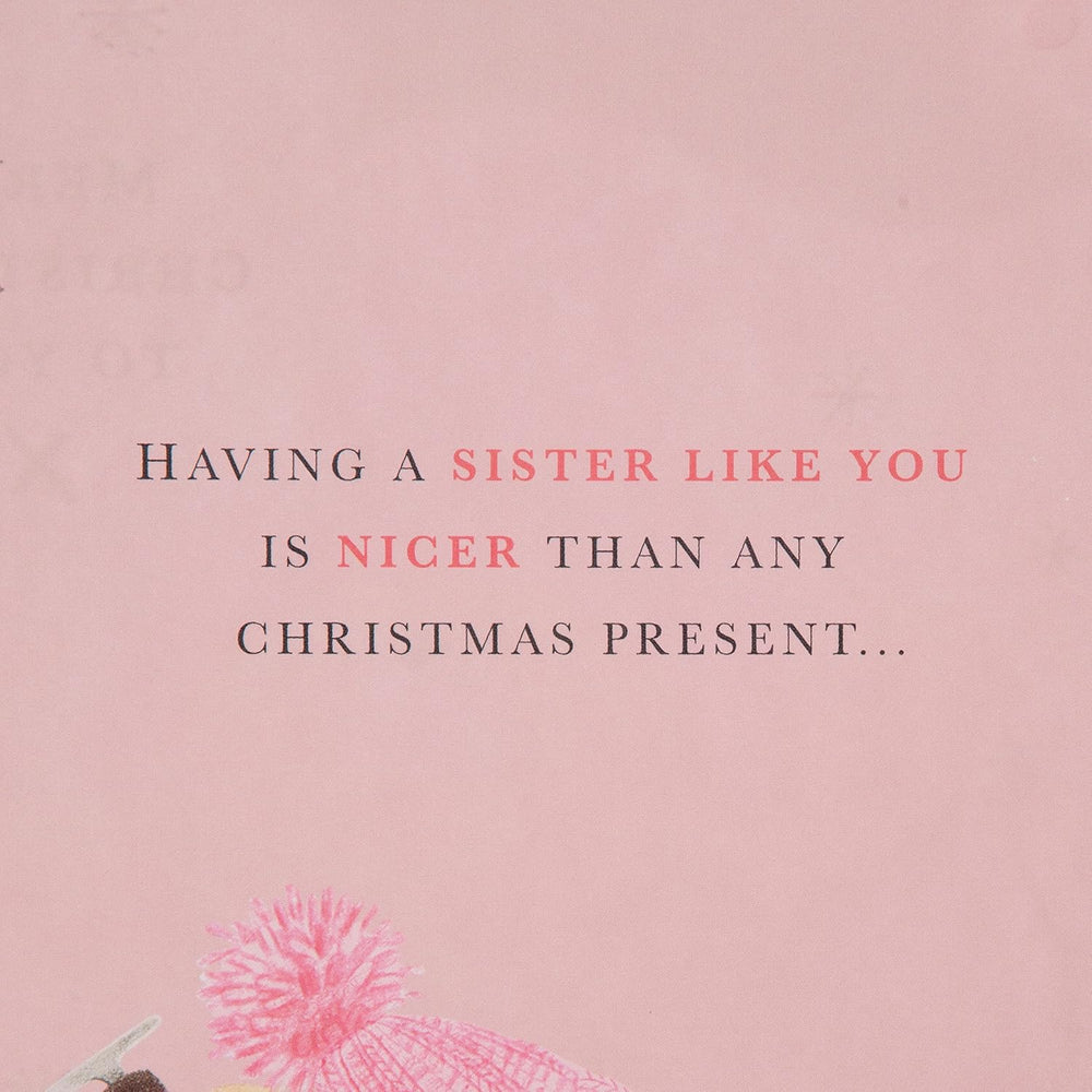 Christmas Greeting Card for Sister with Festive Seasonal Design and Heartfelt Wishes