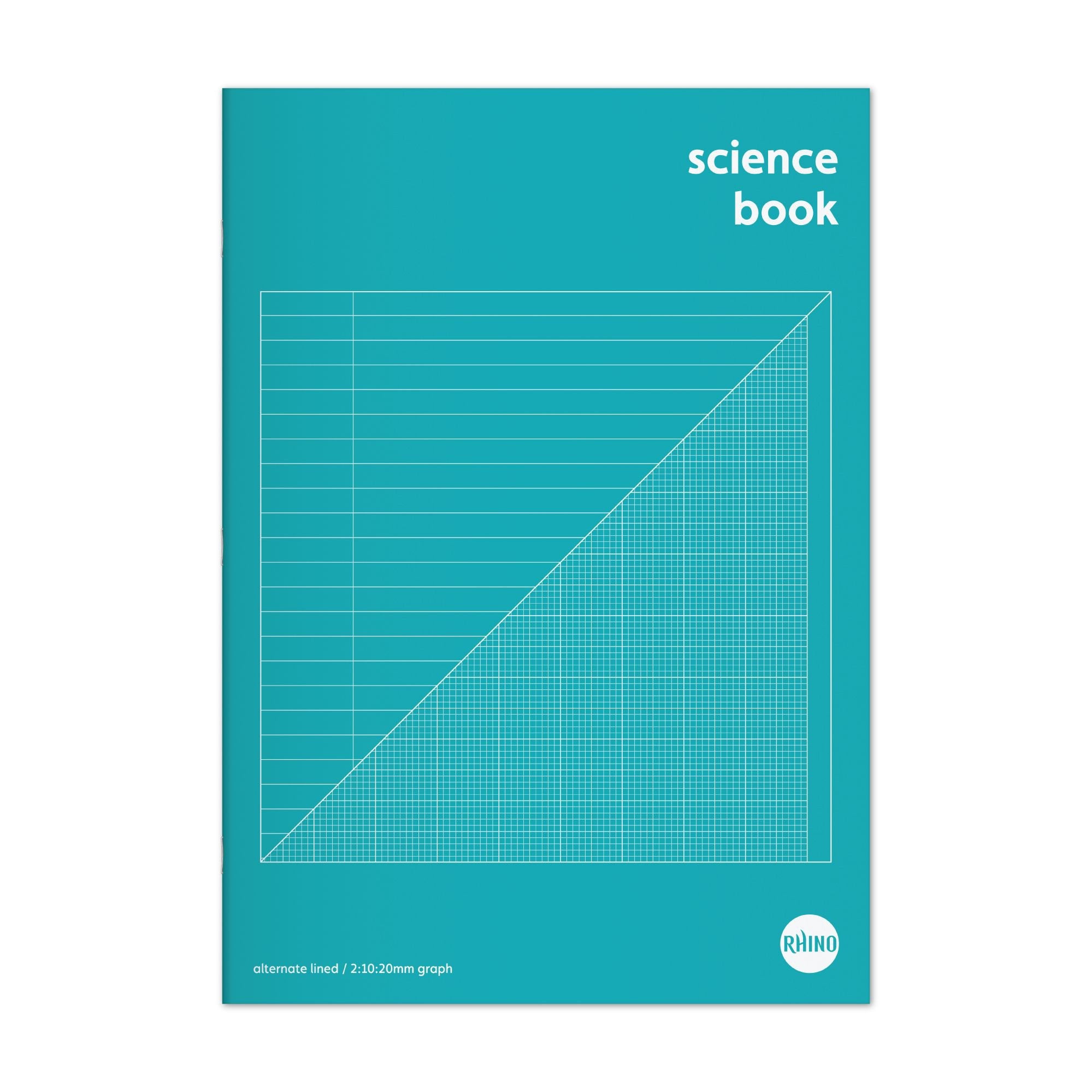 Rhino A4 Science Book 64 Page Page Feint Ruled 8mm With Margin With 2:10:20 Graph Ruling On Reverse (Pack 10) - SDSC2Y-0 DD
