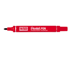 Pentel N50 Permanent Marker Bullet Tip 2.2mm Line Red (Pack 12) - N50-B