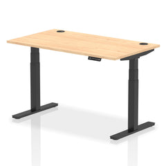 Dynamic Air 1400 x 800mm Height Adjustable Desk Maple Top Cable Ports Black Leg HA01218 DD