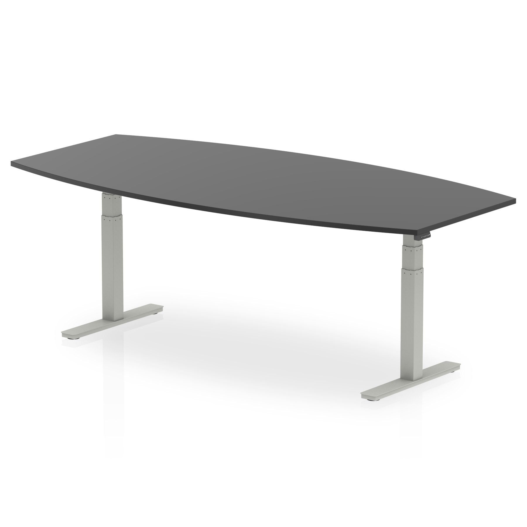 Dynamic High Gloss 2400mm Writable Boardroom Table Black Top Silver Height Adjustable Leg I003552 DD