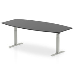 Dynamic High Gloss 2400mm Writable Boardroom Table Black Top Silver Height Adjustable Leg I003552 DD