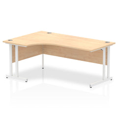 Impulse Contract Left Hand Crescent Cantilever Desk W1800 x D1200 x H730mm Maple Finish/White Frame - I002620 DD