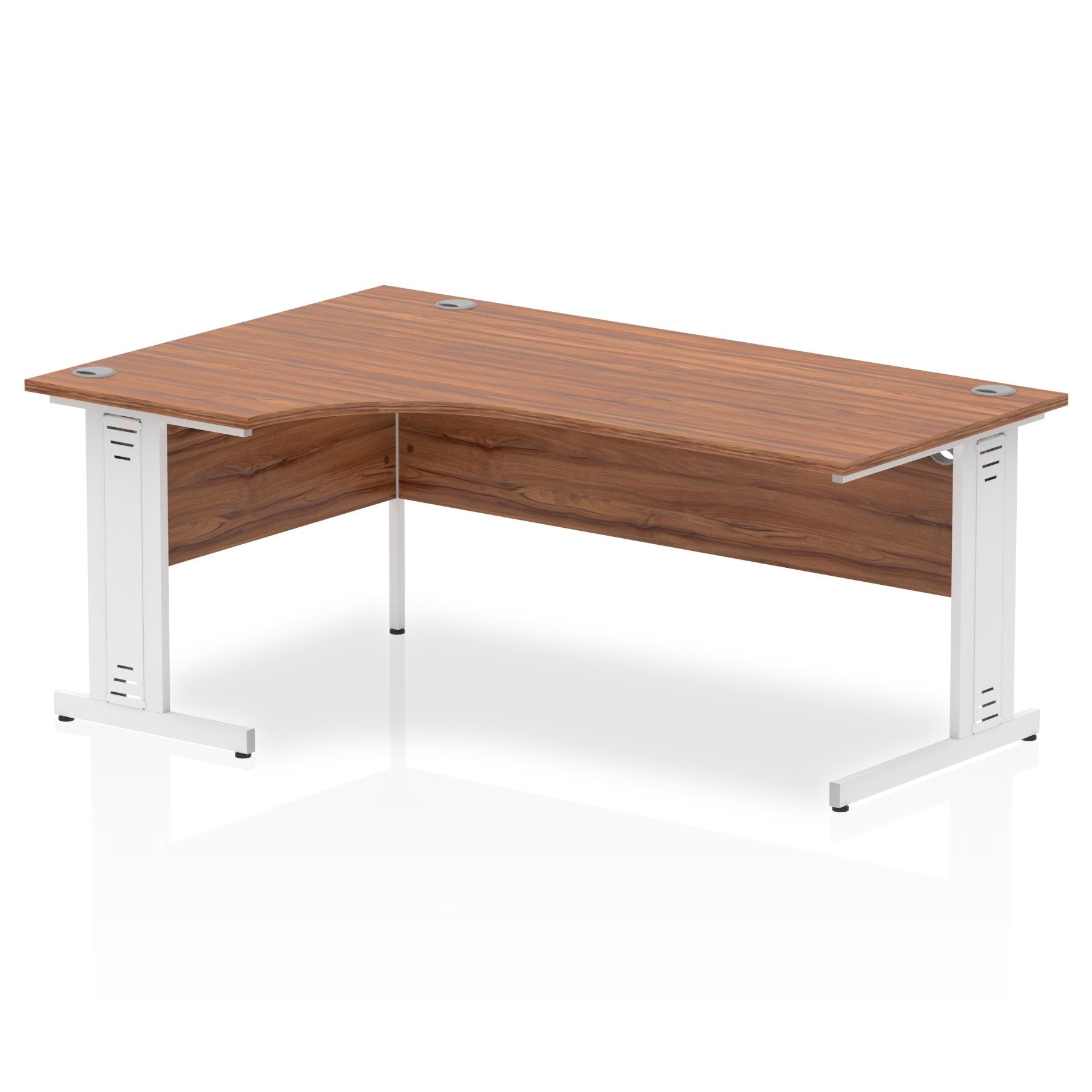 Impulse Contract Right Hand Crescent Cable Managed Leg Desk W1800 x D1200 x H730mm Walnut Finish/White Frame - I002149 DD