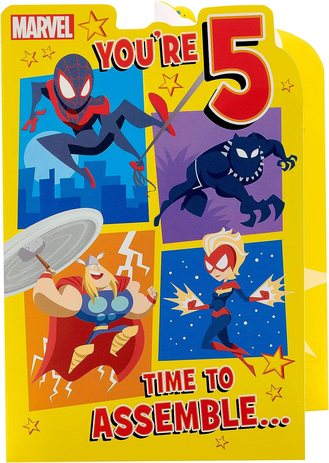 Marvel 5th Birthday Card For Him/Boy With Envelope - Cartoon Design