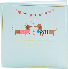 Boyfriend Valentines Day Card With Envelope - Sausage Dog Couple Design