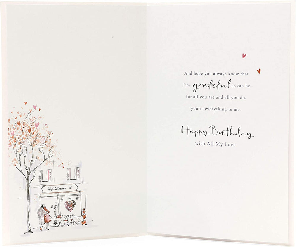 Riverside Couple Walking Luxury Wife Birthday Card