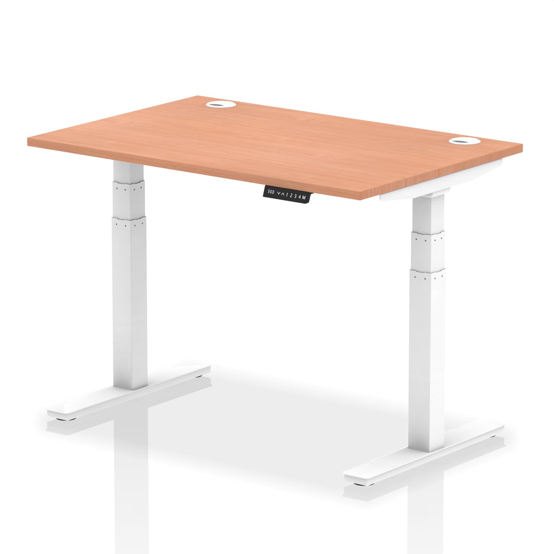 Dynamic Air 1200 x 800mm Height Adjustable Desk Beech Top Cable Ports White Leg HA01101 DD