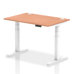 Dynamic Air 1200 x 800mm Height Adjustable Desk Beech Top Cable Ports White Leg HA01101 DD