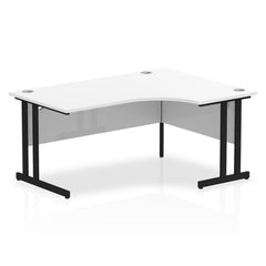 Dynamic Impulse W1600 x D800/1200 x H730mm Right Hand Crescent Desk With Cable Management Ports Cantilever Leg White Finish Black Frame - MI003330 DD