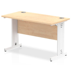 Impulse 1200 x 600mm Straight Desk Maple Top White Cable Managed Leg MI002507 DD