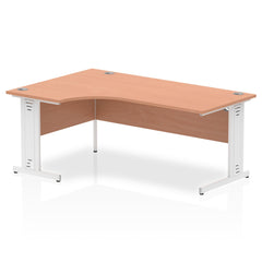 Impulse Contract Left Hand Crescent Cable Managed Leg Desk W1800 x D1200 x H730mm Beech Finish/White Frame - I001881 DD