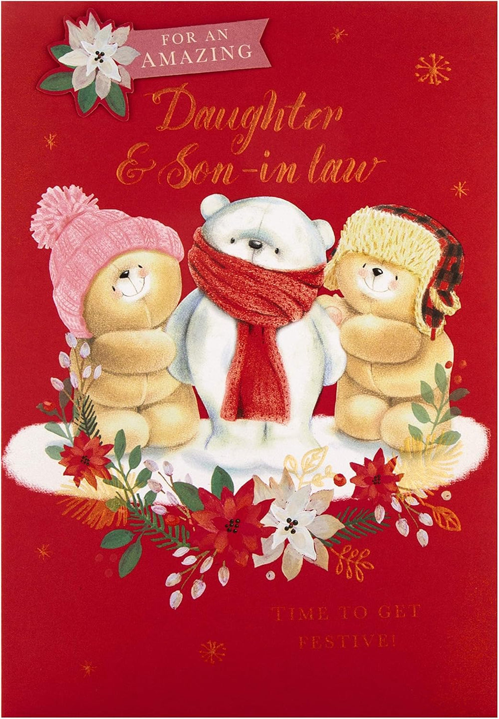Christmas Greeting Card for Daughter and Son-in-Law with Festive Seasonal Design and Loving Wishes