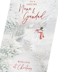 UK Greetings Christmas Card for Nana & Grandad – Stunning Snowcouple Design
