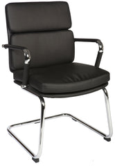 Deco Cantilever Retro Style Faux Leather Reception/Boardroom/Visitors Chair Black - 1101BLK DD